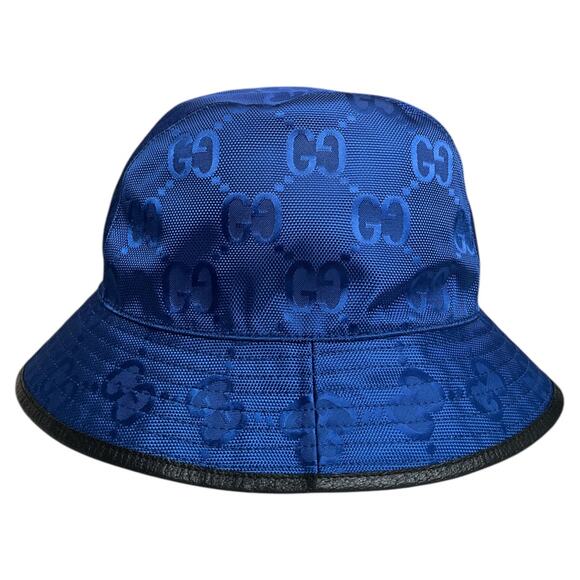 GUCCI Econyl Nylon Monogram Off The Grid Will Bucket Hat Orient Blue Black, M - Picture 5 of 16